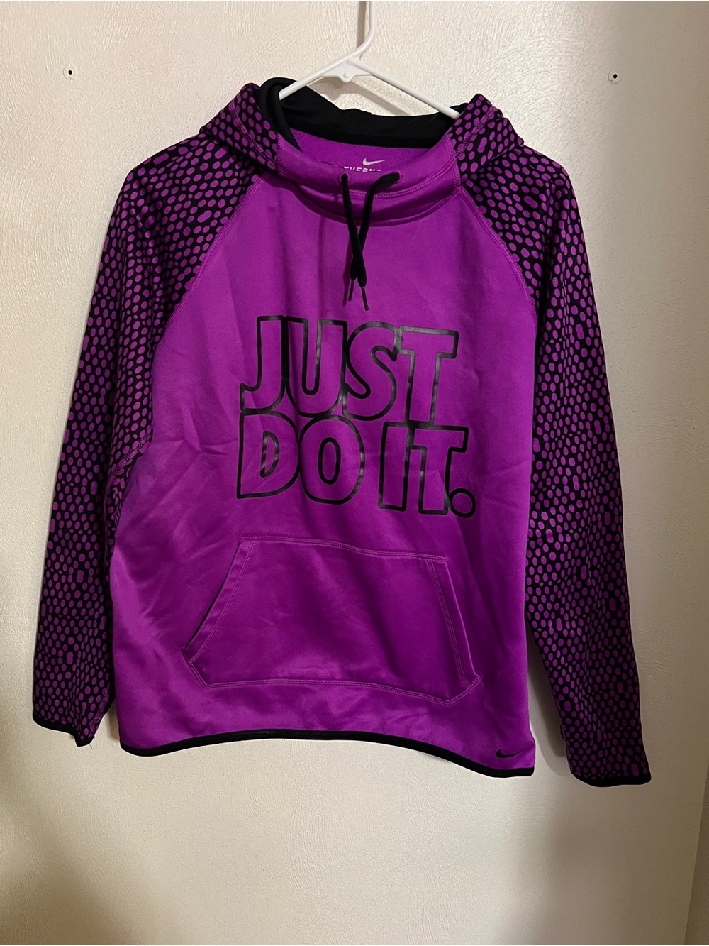 NIKE Classic Dri Fit Casual Athletic Athleisure Hoodie Purple Black Women's Sz M